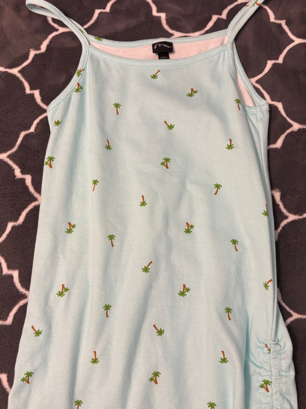 art class Light Blue Palm Tree Print Girls' Tank Dress